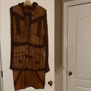 ESTEVE sitamurt Wool & Leather Hooded coat Size M